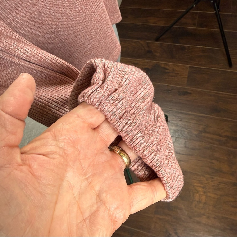 Madewell Ribbed Turtleneck Top Dusty Rose Heather Mock Neck AD107 Womens Small - Picture 4 of 8